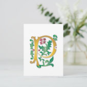 Carte Postale Fleur de lis P Monogramme (Debout devant)