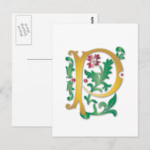 Carte Postale Fleur de lis P Monogramme (Devant / Derrière)