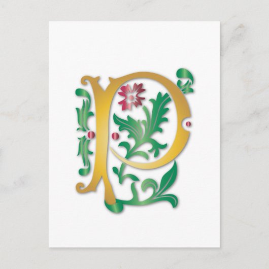 Carte Postale Fleur de lis P Monogramme (Devant)