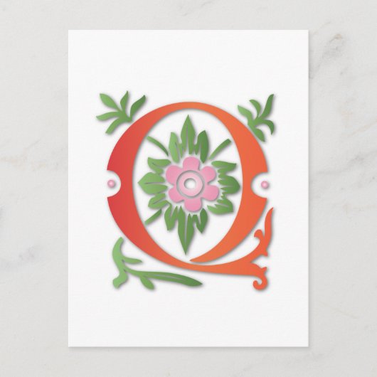 Carte Postale Fleur de lis Q Monogramme (Devant)