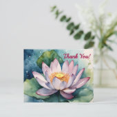 Carte Postale Fleur de Lotus Aquarelle Merci (Debout devant)