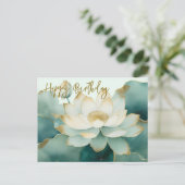 Carte Postale Fleur de lotus bordure or Joyeux Anniversaire (Debout devant)