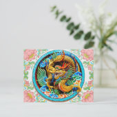 Carte Postale fleur de lotus de peinture de dragon cool (Debout devant)