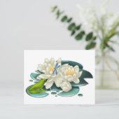 Carte Postale Fleur de lotus, grenouille et libellule (Debout devant)