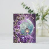 Carte Postale Fleur de lune violette de fantasy détaillée (Debout devant)