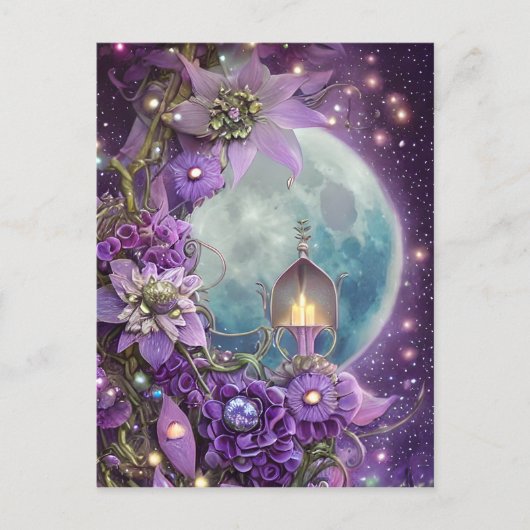 Carte Postale Fleur de lune violette de fantasy détaillée (Devant)