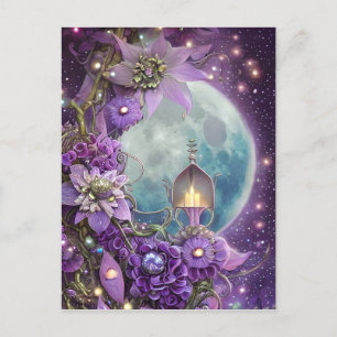 Carte Postale Fleur de Lune Violette Fantaisie Détaillée