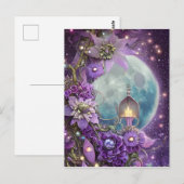 Carte Postale Fleur de Lune Violette Fantaisie Détaillée (Devant / Derrière)