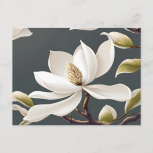 Carte Postale Fleur de Magnolia blanche élégante