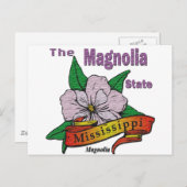 Carte Postale Fleur de Magnolia de l'État du Mississippi (Devant / Derrière)