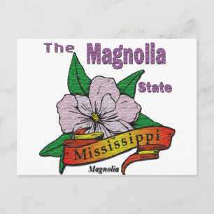 Carte Postale Fleur de Magnolia de l'État du Mississippi