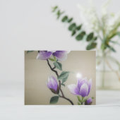 Carte Postale Fleur de magnolia violet de broderie zen (Debout devant)