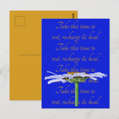 Carte Postale Fleur de Marguerite Blanche sur Toile Bleue Moment (Devant / Derrière)