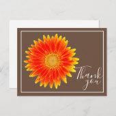 Carte Postale Fleur de marguerite orange avec fond marron Merci (Devant / Derrière)