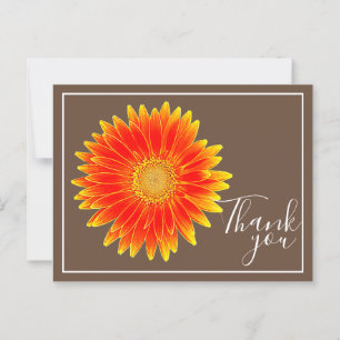Carte Postale Fleur de marguerite orange avec remerciement de fo