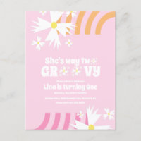 Fleur de marguerite Rétro Deux Anniversaire Groovy