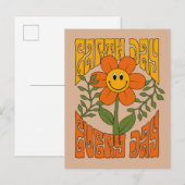 Carte Postale Fleur de marguerite souriante Rétro des années 70 (Devant / Derrière)