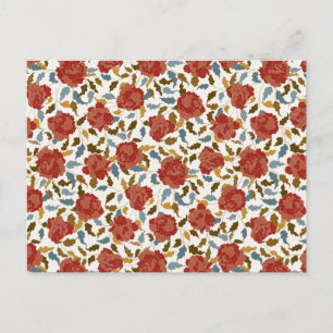 Carte Postale Fleur de mariage Rose Rouge Dorée Élégante Poussié