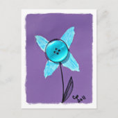 Carte Postale Fleur de média mixte bleu sur violet (Devant)