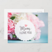 Carte Postale Fleur de Mère Rose Bonne Fleurs de Fête des Mères (Devant / Derrière)