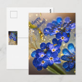 Carte Postale Fleur de myosotis aux accents dorés  (Devant / Derrière)