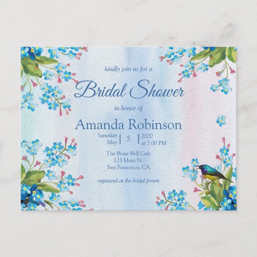 Carte Postale Fleur de myosotis bleu Shower de mariage (Devant)