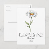 CARTE POSTALE FLEUR DE NAISSANCE AVRIL DAISY AQUEL (Devant / Derrière)