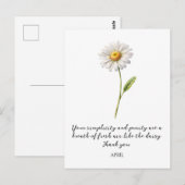 CARTE POSTALE FLEUR DE NAISSANCE AVRIL DAISY AQUEL (Devant / Derrière)