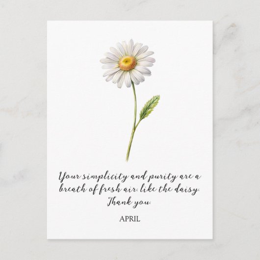 CARTE POSTALE FLEUR DE NAISSANCE AVRIL DAISY AQUEL (Devant)