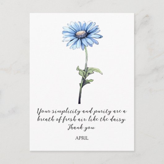 CARTE POSTALE FLEUR DE NAISSANCE AVRIL DAISY AQUEL (Devant)