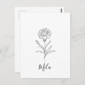 Carte Postale Fleur de naissance de l'oeillet de janvier personn (Devant / Derrière)