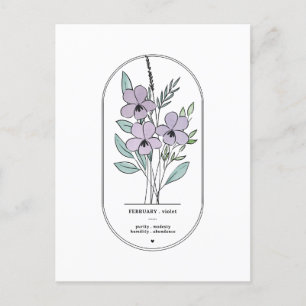 Carte Postale Fleur de naissance de Violette de Février