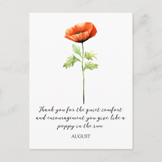 CARTE POSTALE FLEUR DE NAISSANCE DU MOIS D'AOÛT AU (Devant)