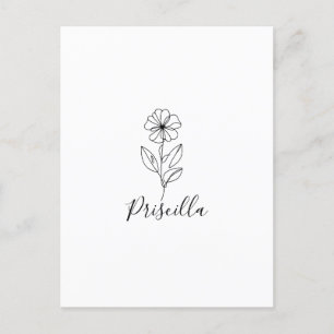 Carte Postale Fleur de naissance personnalisée février violette