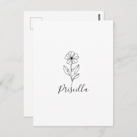 Carte Postale Fleur de naissance personnalisée février violette (Devant / Derrière)