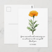 CARTE POSTALE FLEUR DE NAISSANCE TAGETES D'OCTOBRE (Devant / Derrière)
