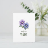 Carte Postale Fleur de naissance violette de février Art mural a (Debout devant)