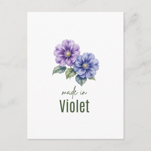 Carte Postale Fleur de naissance violette de février Art mural a (Devant)