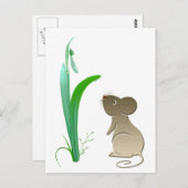 Carte Postale Fleur de neige et souris (Devant / Derrière)