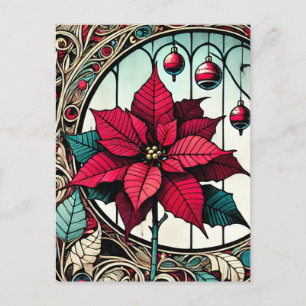 Carte Postale Fleur de Noël Poinsettia