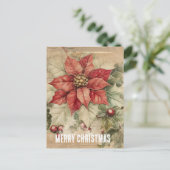 Carte Postale Fleur de Noël Vintage Poinsettia (Debout devant)
