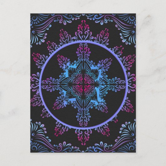 Carte Postale Fleur de nuit Mandala (Devant)