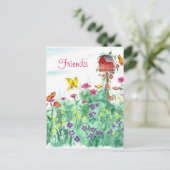 Carte Postale Fleur de papillon rouge Amis du jardin (Debout devant)