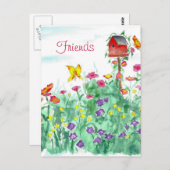 Carte Postale Fleur de papillon rouge Amis du jardin (Devant / Derrière)