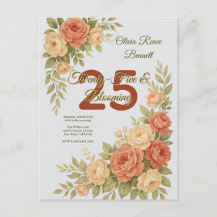 Carte Postale Fleur de pêche et de crème élégante pour un annive