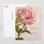 Carte Postale Fleur de pivoine rose Merci floral (Devant / Derrière)