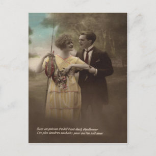 Carte Postale Fleur de poisson Couple victorien Poisson d'avril