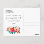 Carte Postale Fleur de pré à l'aquarelle Merci Boho (Dos)