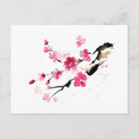 Fleur de printemps rose. С peinture alligraphique