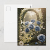 Carte Postale Fleur de Rose Bleue – Message Romantique Élégant (Devant / Derrière)